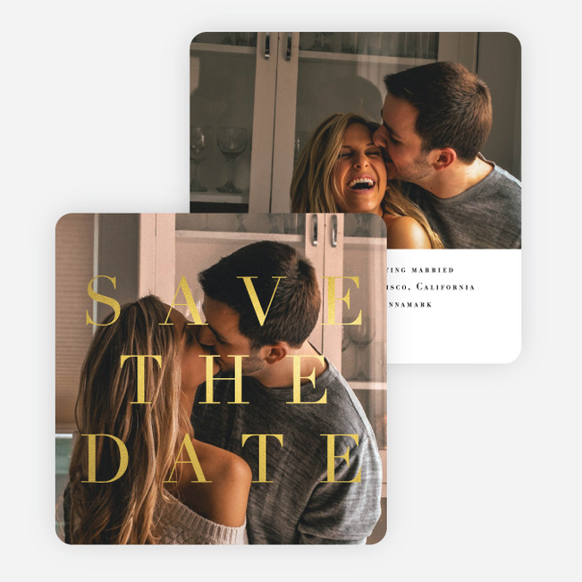 Foil Classic Announcement Save the Date Cards - Yellow