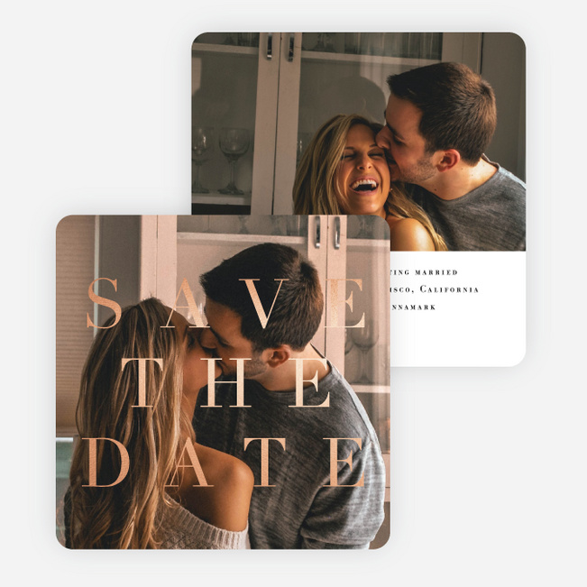 Foil Classic Announcement Save the Date Cards - Pink