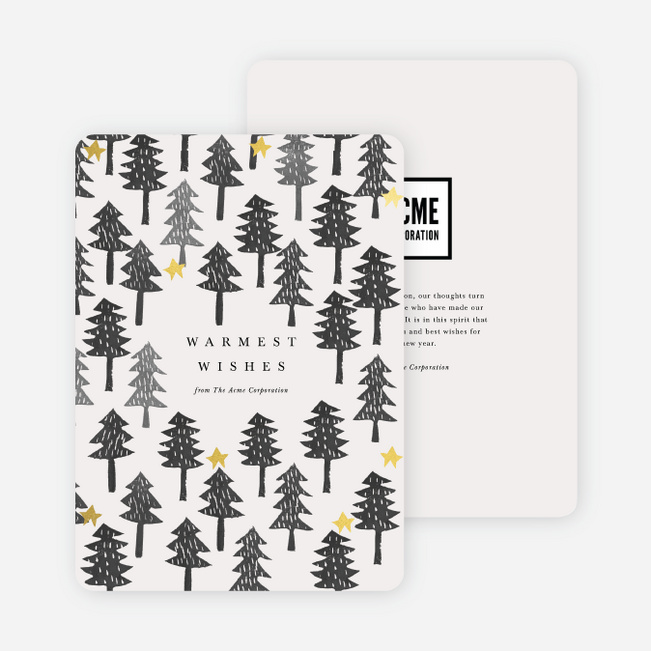 Foil Twinkle Forest Corporate Holiday Cards - Yellow