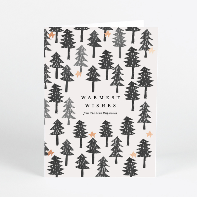 Foil Twinkle Forest Corporate Holiday Cards - Pink