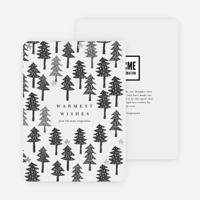 Foil Twinkle Forest Corporate Holiday Cards - Gray
