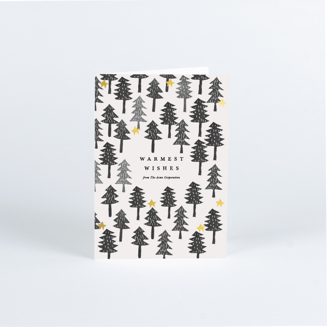 Foil Twinkle Forest Corporate Holiday Cards - Yellow