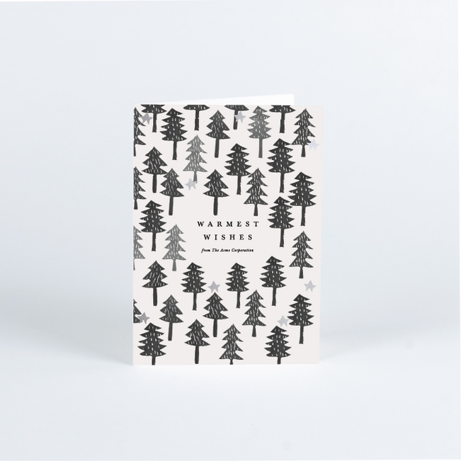 Foil Twinkle Forest Corporate Holiday Cards - Gray