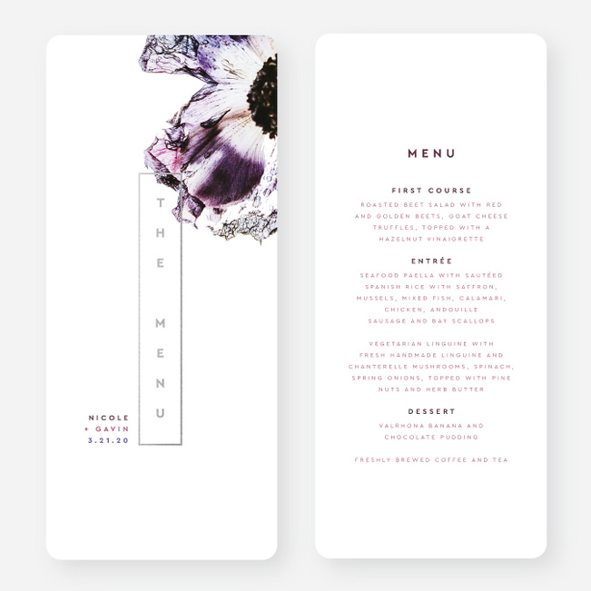 Together Forever Wedding Menus - Purple