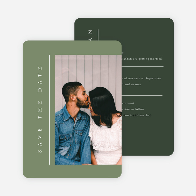 Classic Grid Save the Date Cards - Green