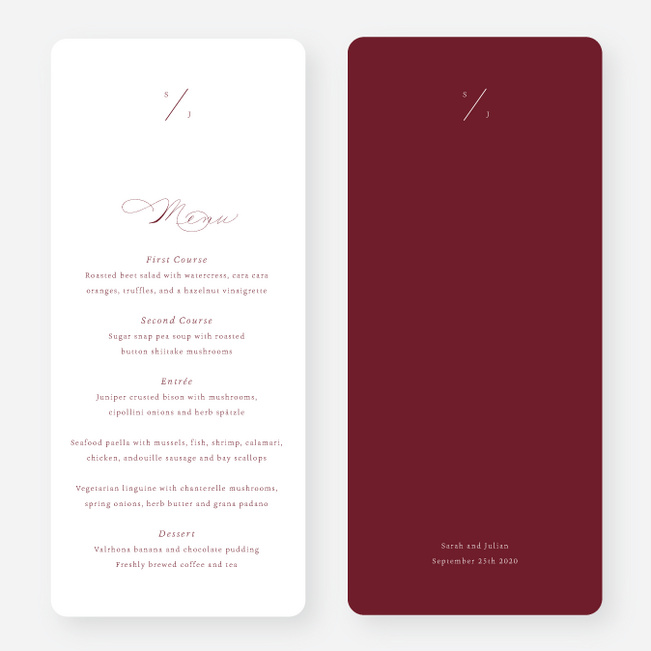 A Classy Affair Wedding Menus - Red