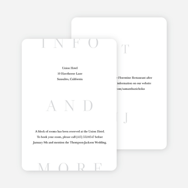 Love So Big Wedding Information Cards - White