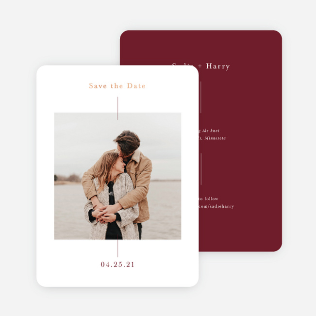 Foil Love Connection Save the Date Cards - Red