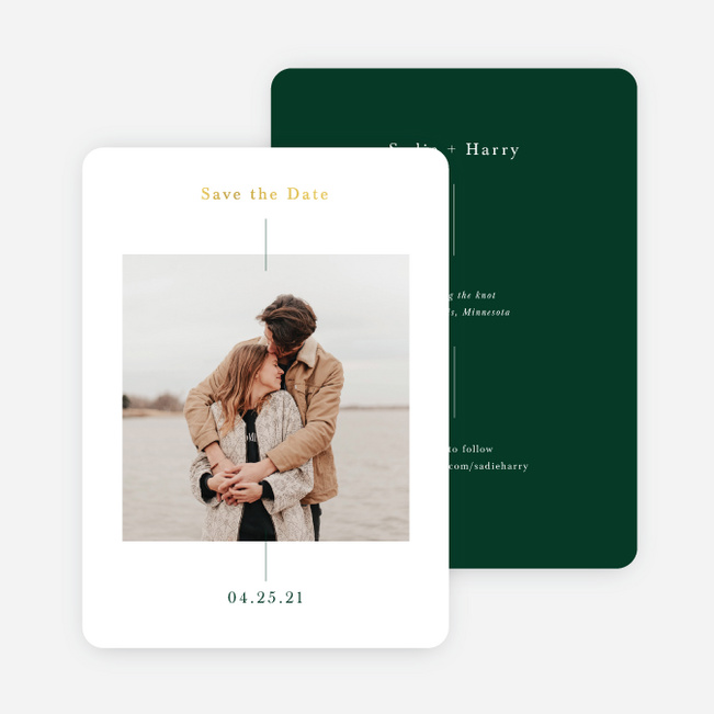 Foil Love Connection Save the Date Cards - Green