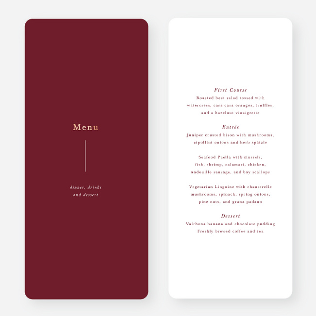 Foil Love Connection Wedding Menus - Red