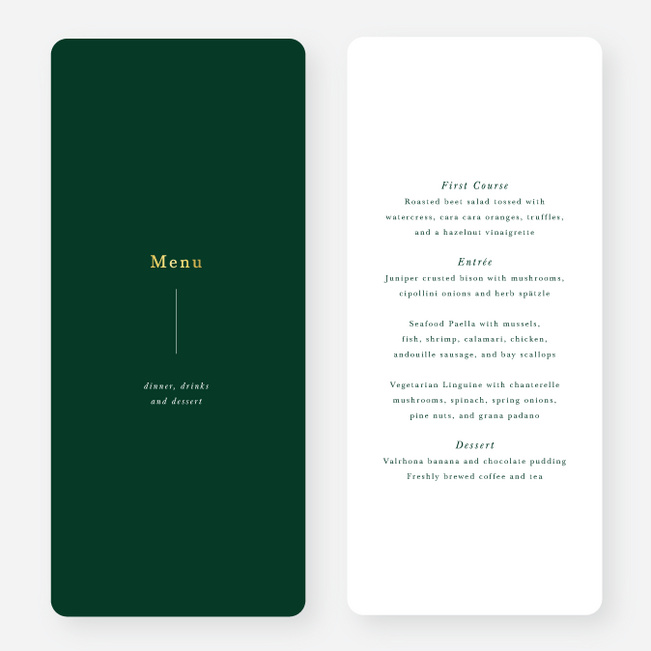Foil Love Connection Wedding Menus - Green