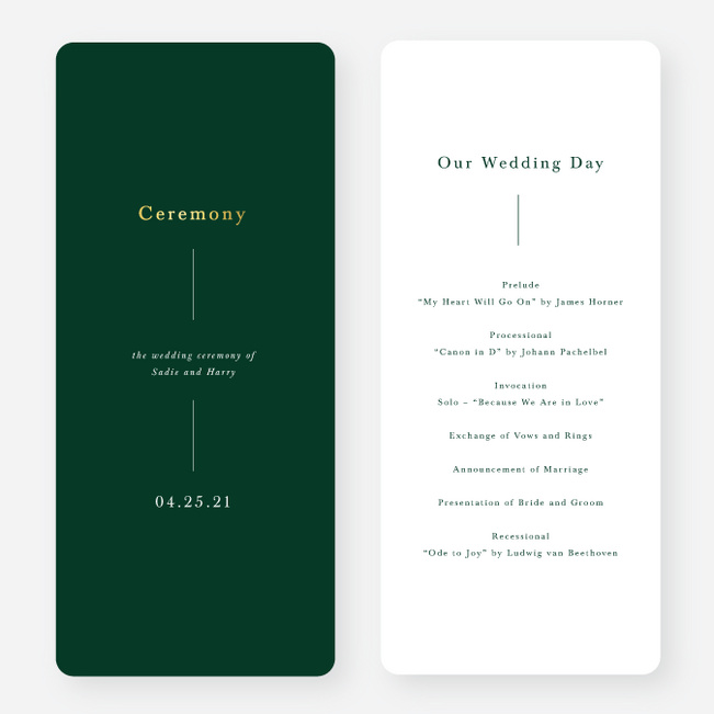 Foil Love Connection Wedding Programs - Green