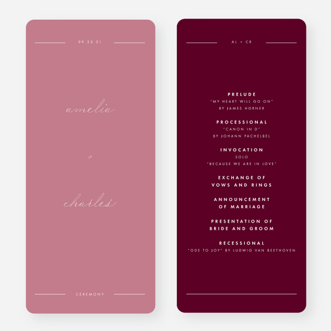 Grand Statement Wedding Programs - Pink