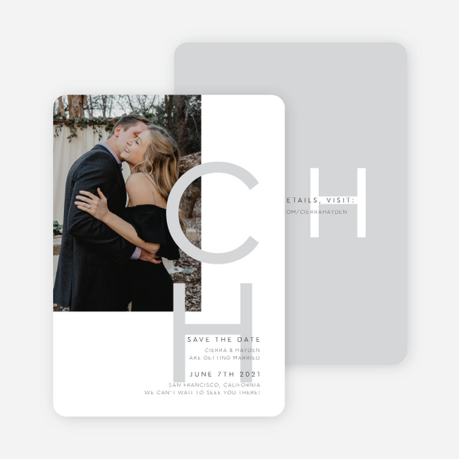 Big and Small Save the Date Cards - Gray