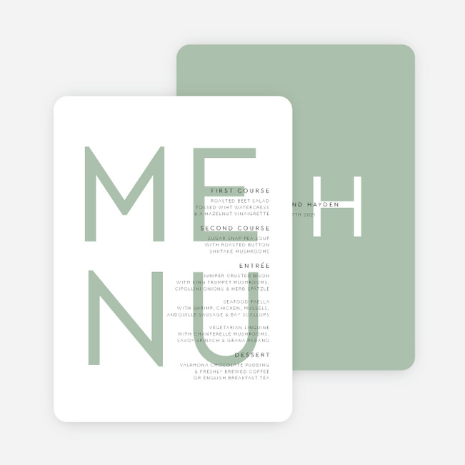 Big and Small Wedding Menus - Green