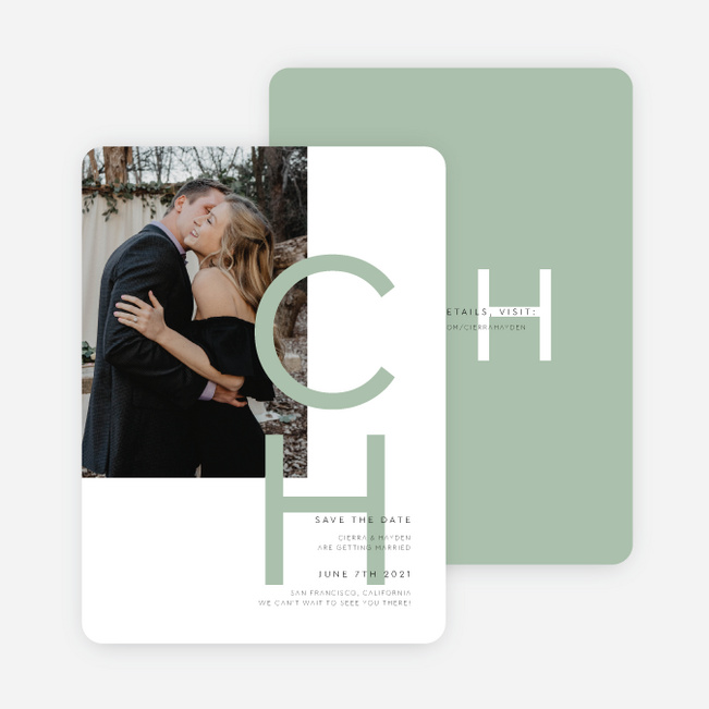 Big and Small Save the Date Cards - Green