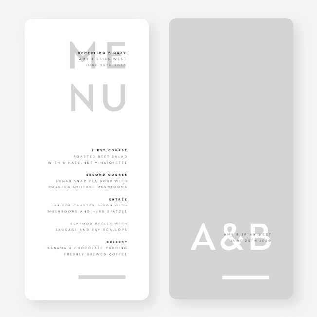 Clean Highlights Wedding Menus - Gray