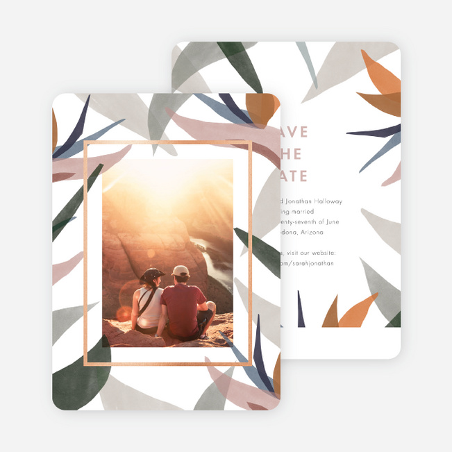 Foil Paradise Flowers Save the Date Cards - Pink