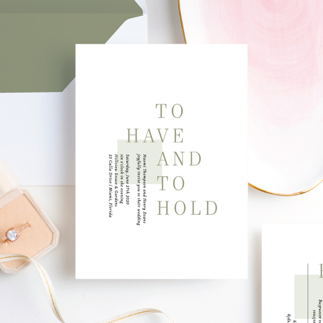 Square Direction Wedding Invitation Suites - Green