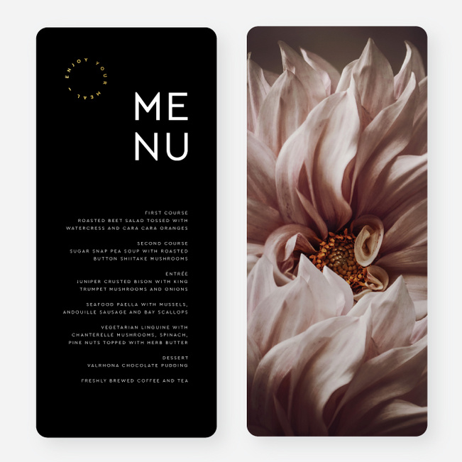 Foil Passionate Love Wedding Menus - Yellow