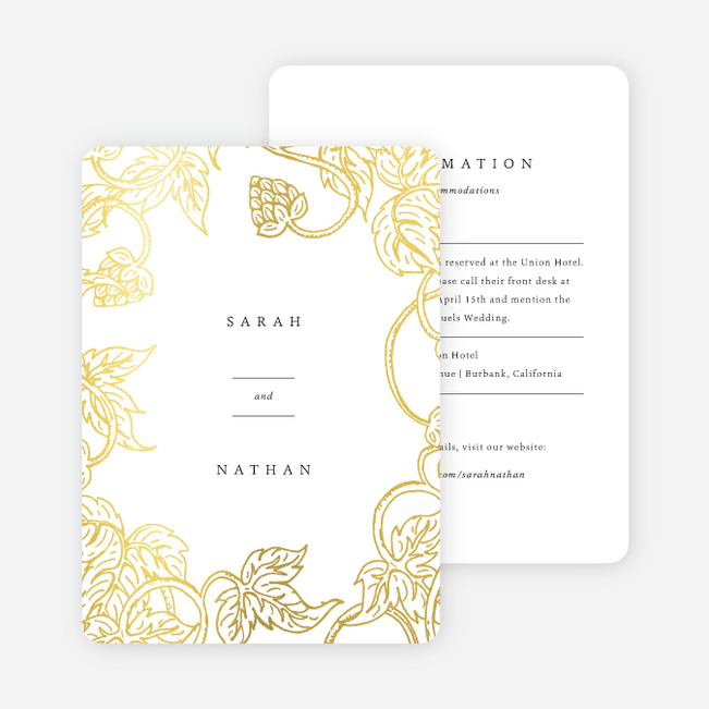 Foil Rustic Charm Wedding Information Cards - Yellow