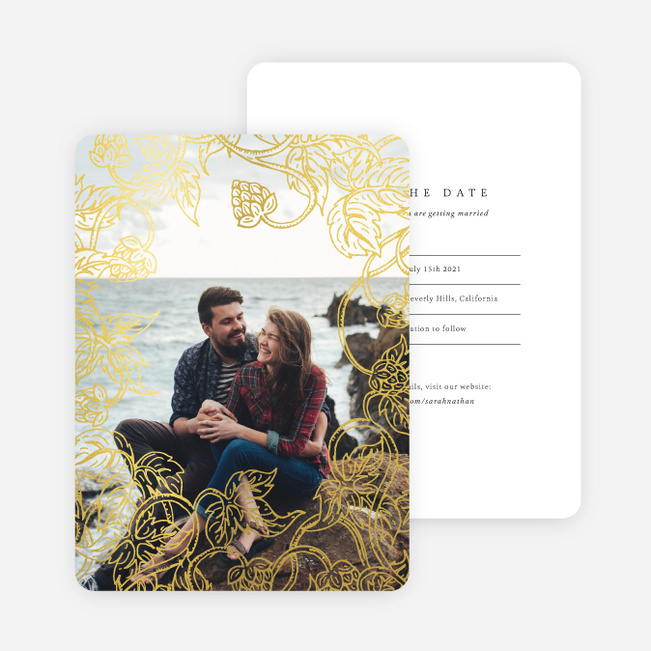 Foil Rustic Charm Save the Date Cards - Yellow