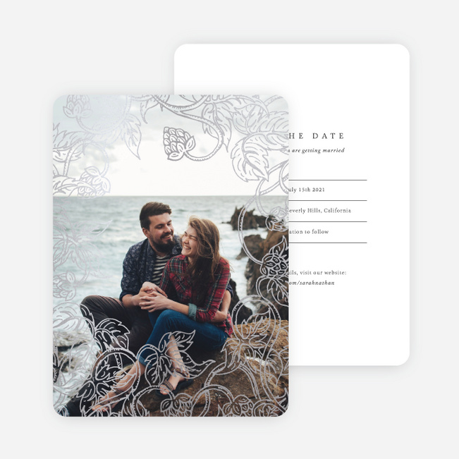 Foil Rustic Charm Save the Date Cards - Gray