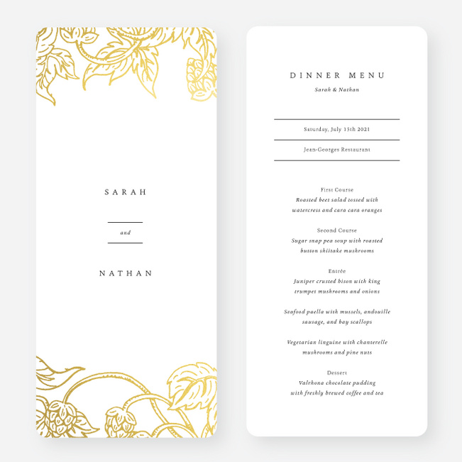 Foil Rustic Charm Wedding Menus - Yellow