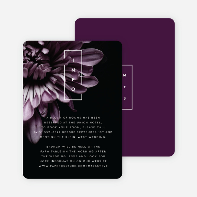 Deep Love Wedding Information Cards - Purple