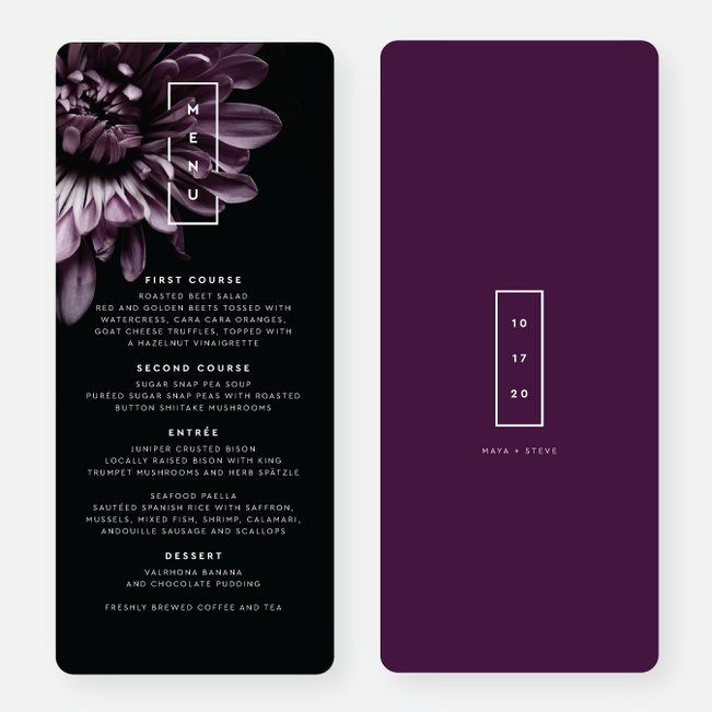 Deep Love Wedding Menus - Purple