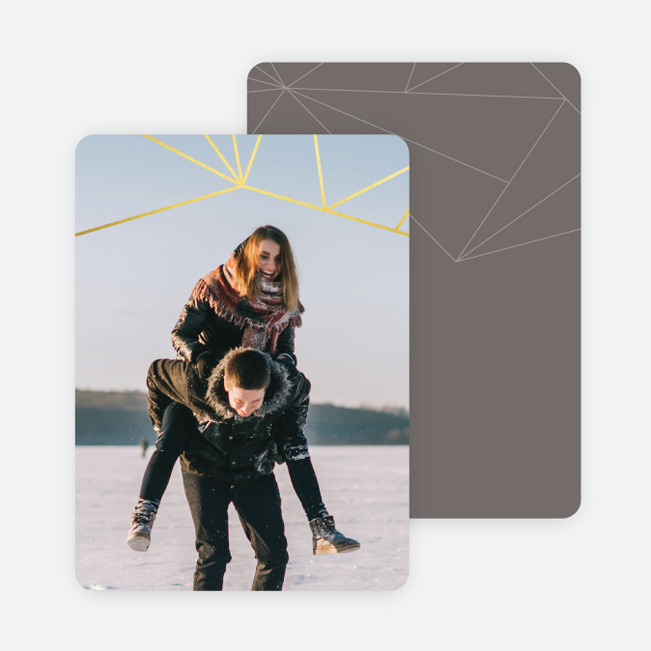 Foil Shining Facets Save the Date Cards - Beige