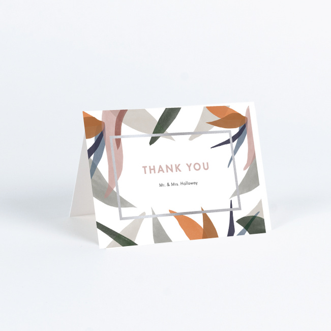 Foil Paradise Flowers Wedding Thank You Cards - Gray