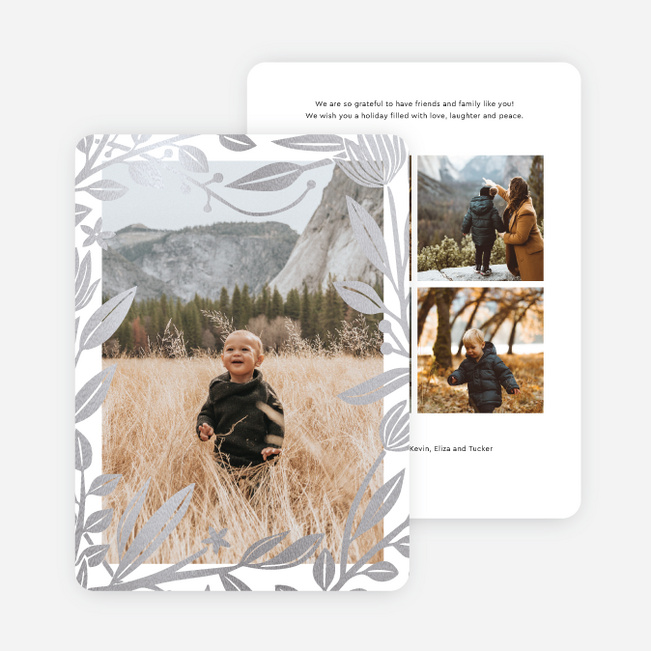 Foil Rustic Frame Holiday Cards - Gray