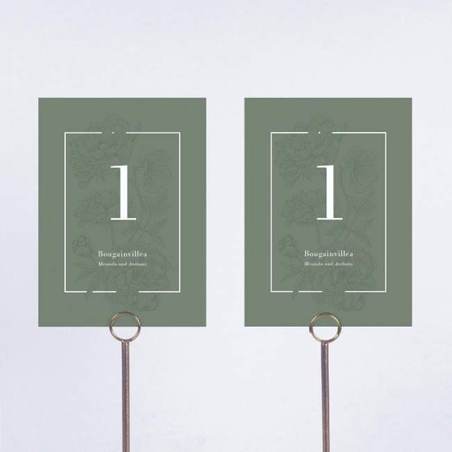 Vintage Inspired Wedding Table Cards - Green
