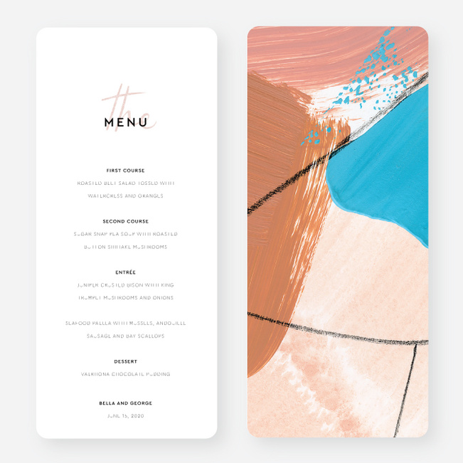 Abstract Beauty Wedding Menus - Pink