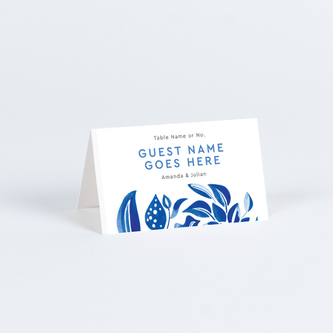 Beautiful Botanicals Wedding Name Cards & Place Cards - Blue