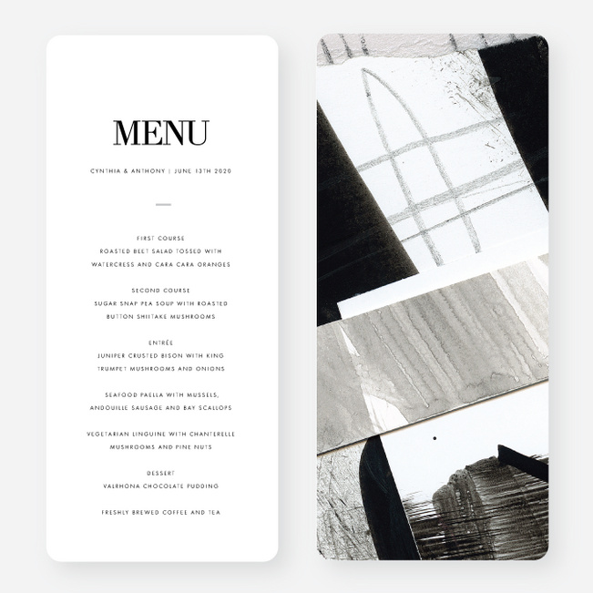 Dramatic Flair Wedding Menus - Black