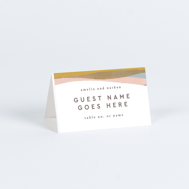 Earthy Waves Wedding Name Cards & Place Cards - Brown
