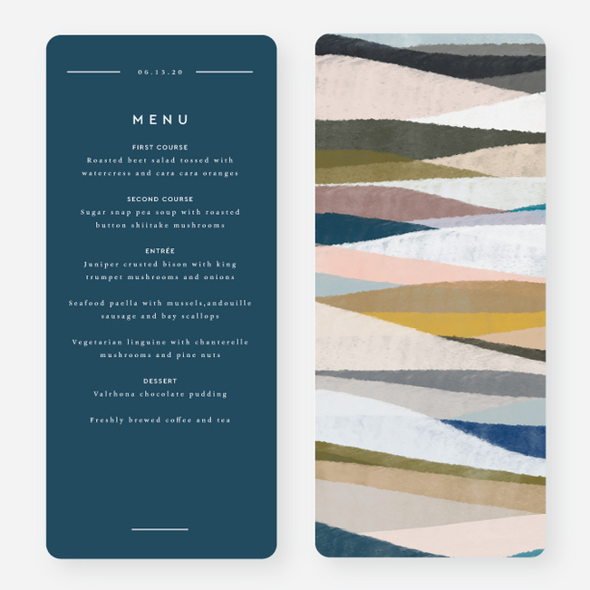 Earthy Waves Wedding Menus - Blue