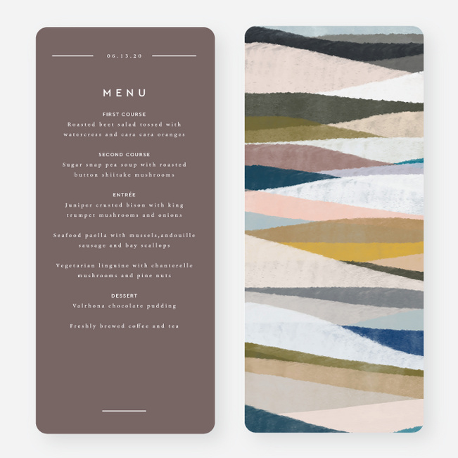 Earthy Waves Wedding Menus - Brown