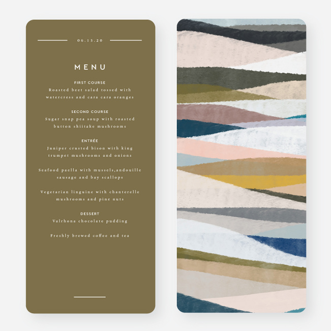 Earthy Waves Wedding Menus - Green