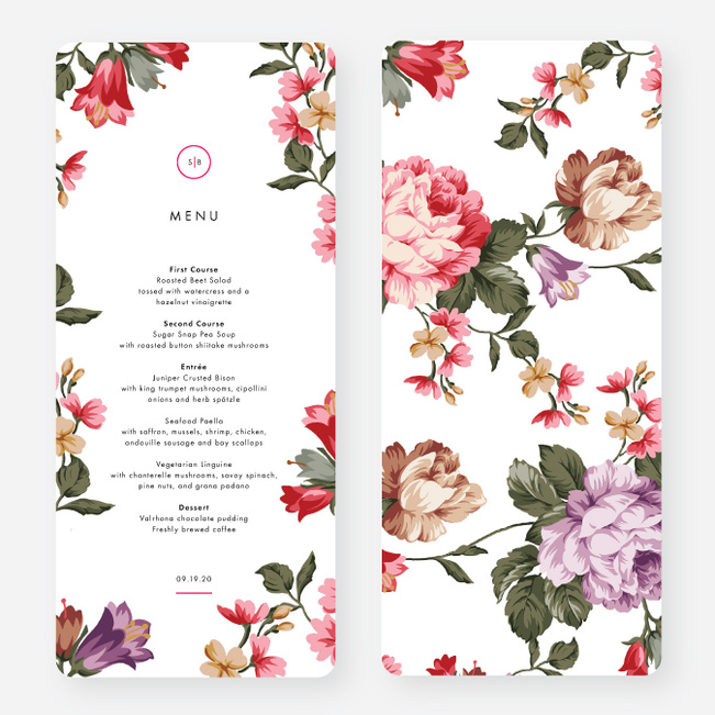 Enchanting Blooms Wedding Menus - Multi