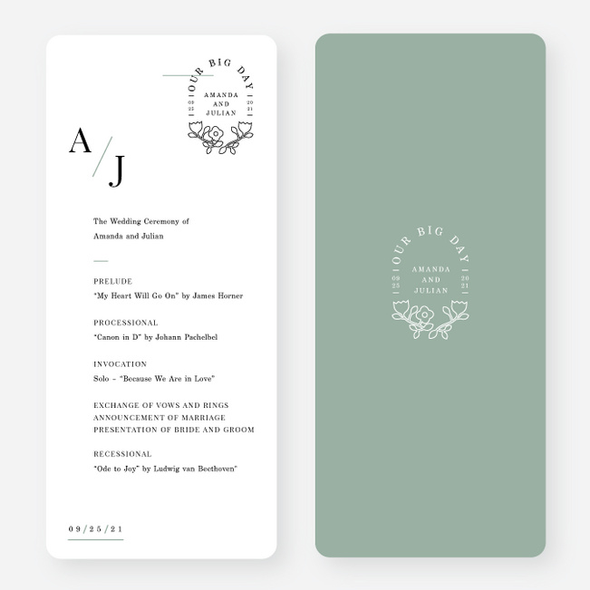 Floral Simplicity Wedding Programs - Green