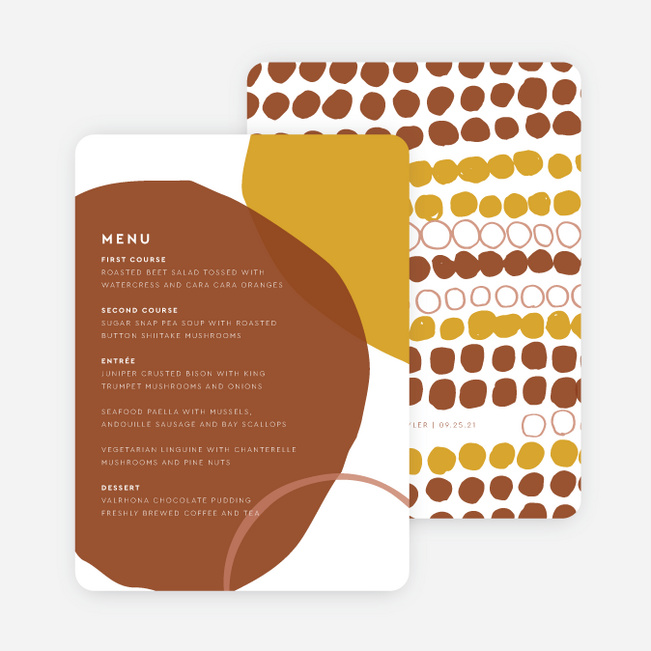 Natural Shapes Wedding Menus - Yellow