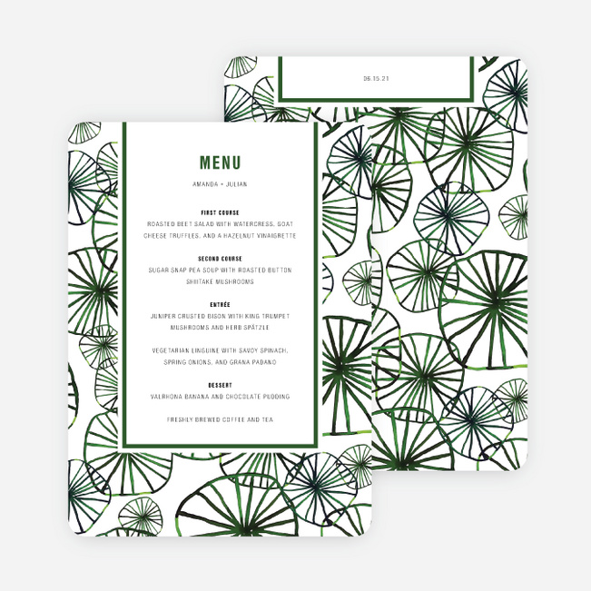 Organic Circles Wedding Menus - Green