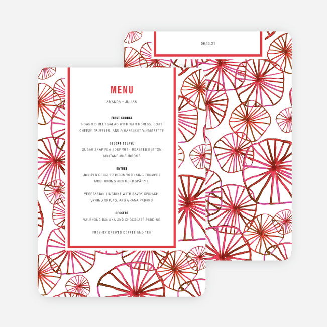 Organic Circles Wedding Menus - Red