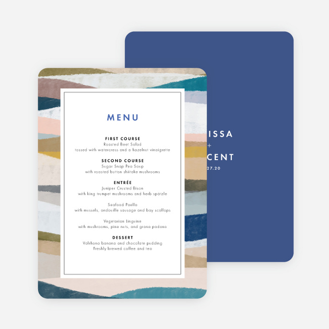 Painted Boundary Wedding Menus - Blue
