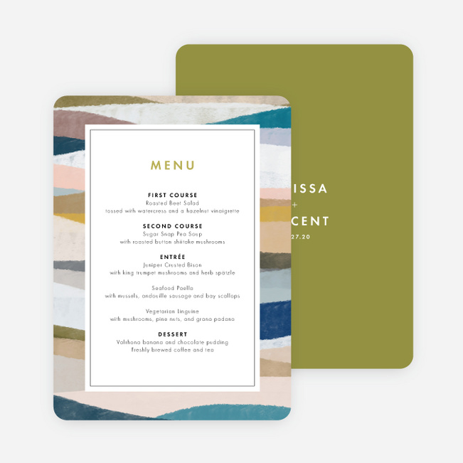 Painted Boundary Wedding Menus - Green