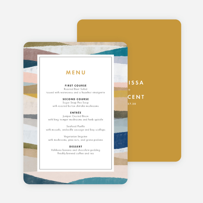 Painted Boundary Wedding Menus - Yellow