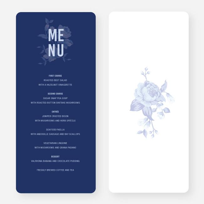 Rosy Outlook Wedding Menus - Blue